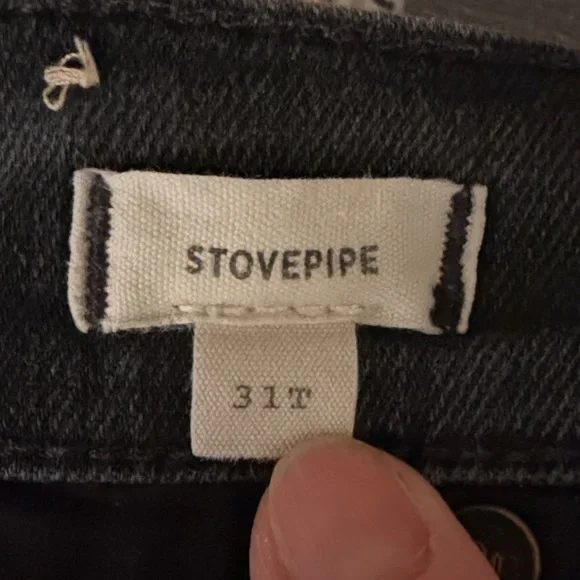 Madewell Stovepipe High-Rise Straight Leg Jeans in Washed Black. Size 31T. - Picture 4 of 11